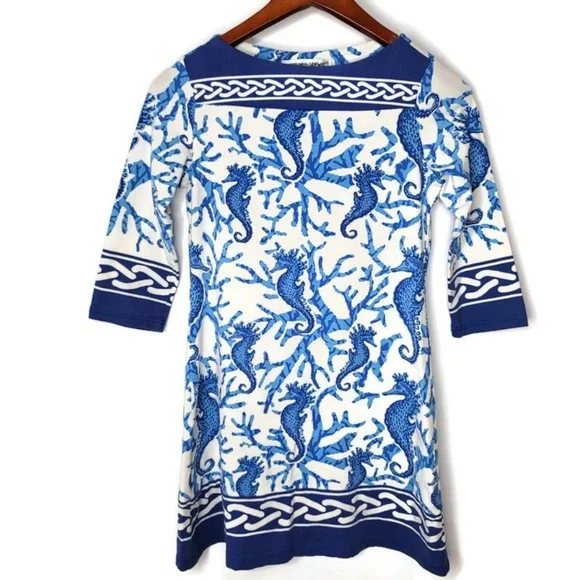 Barbara Gerwit Nautical Seahorse Coral Ocean Beach Dress NWT Large - Picture 1 of 10